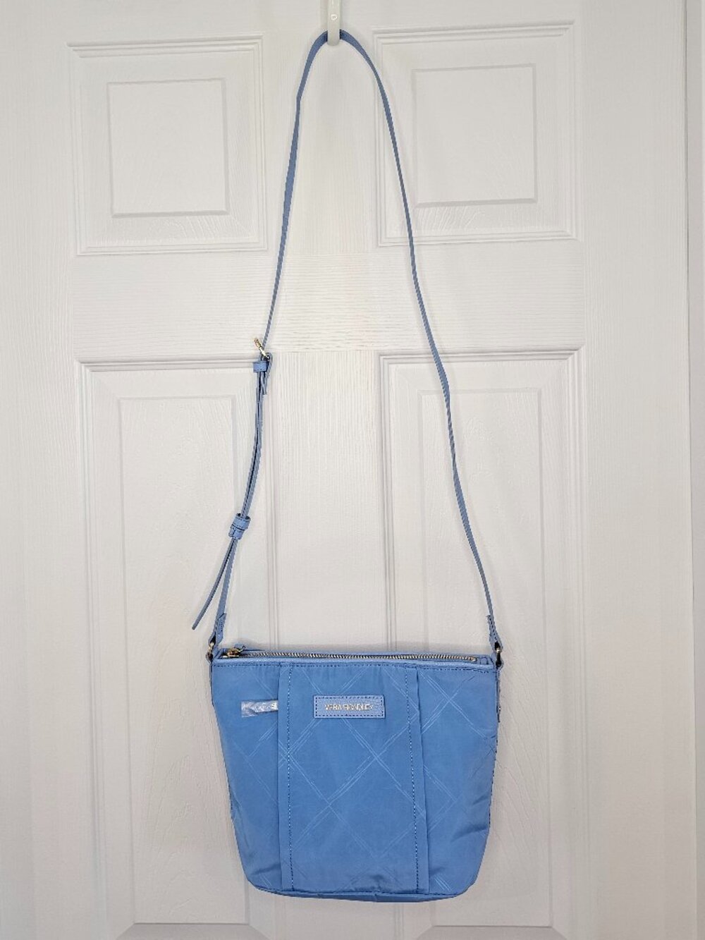 NWT Vera Bradley Preppy Poly Crossbody Sky Blue Purse Bag Shoulder Tote Hipster